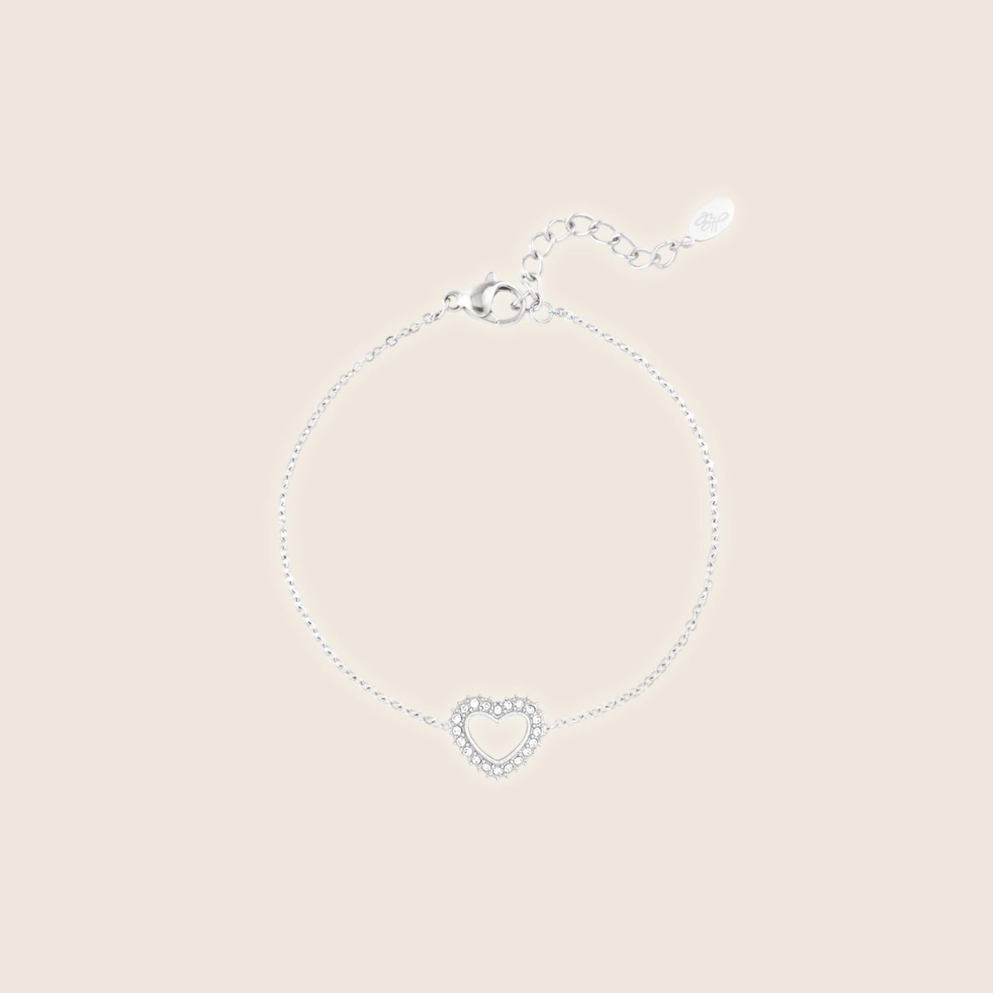 Diamond Heart Bracelet Silver