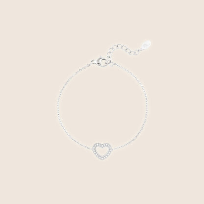 Diamond Heart Bracelet Silver