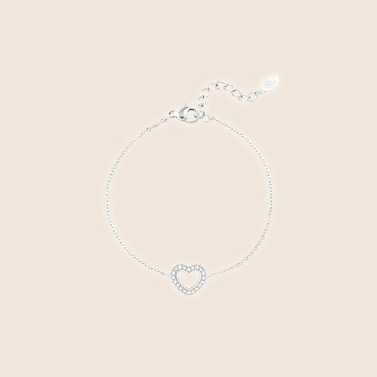 Diamond Heart Bracelet Silver