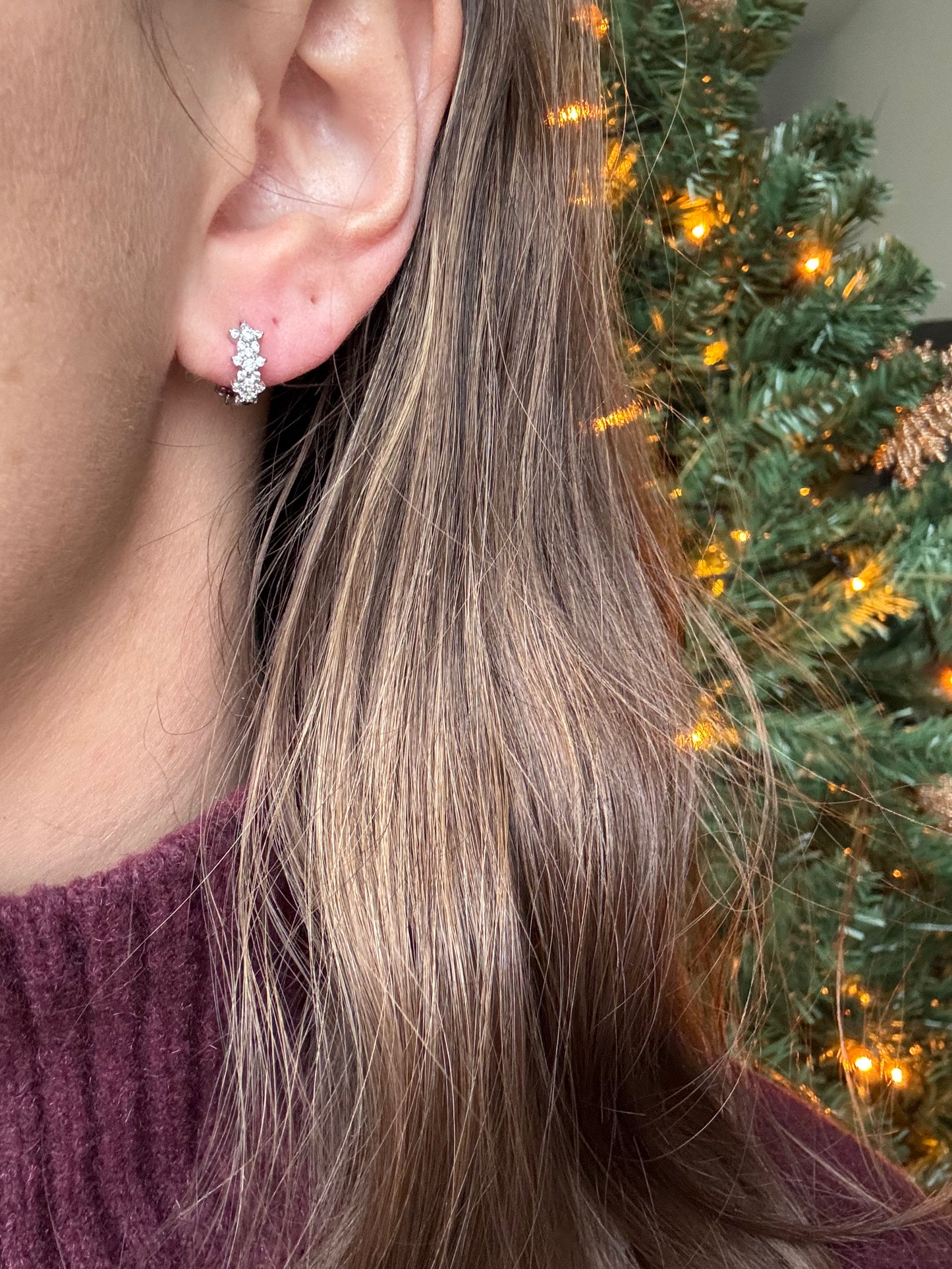 Mini Flower Hoops Silver